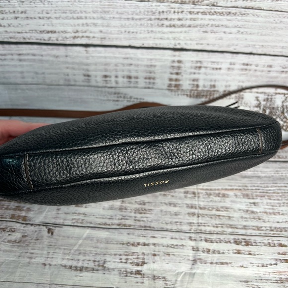 Fossil Black Leather Crossbody Purse Brown Cowhide Leather - Picture 4 of 16
